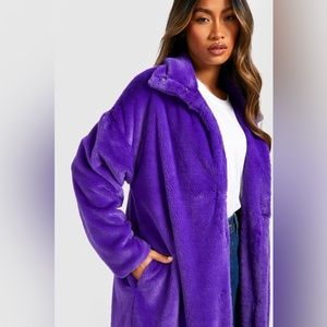 FAUX FUR MAXI COAT Boohoo Size 4